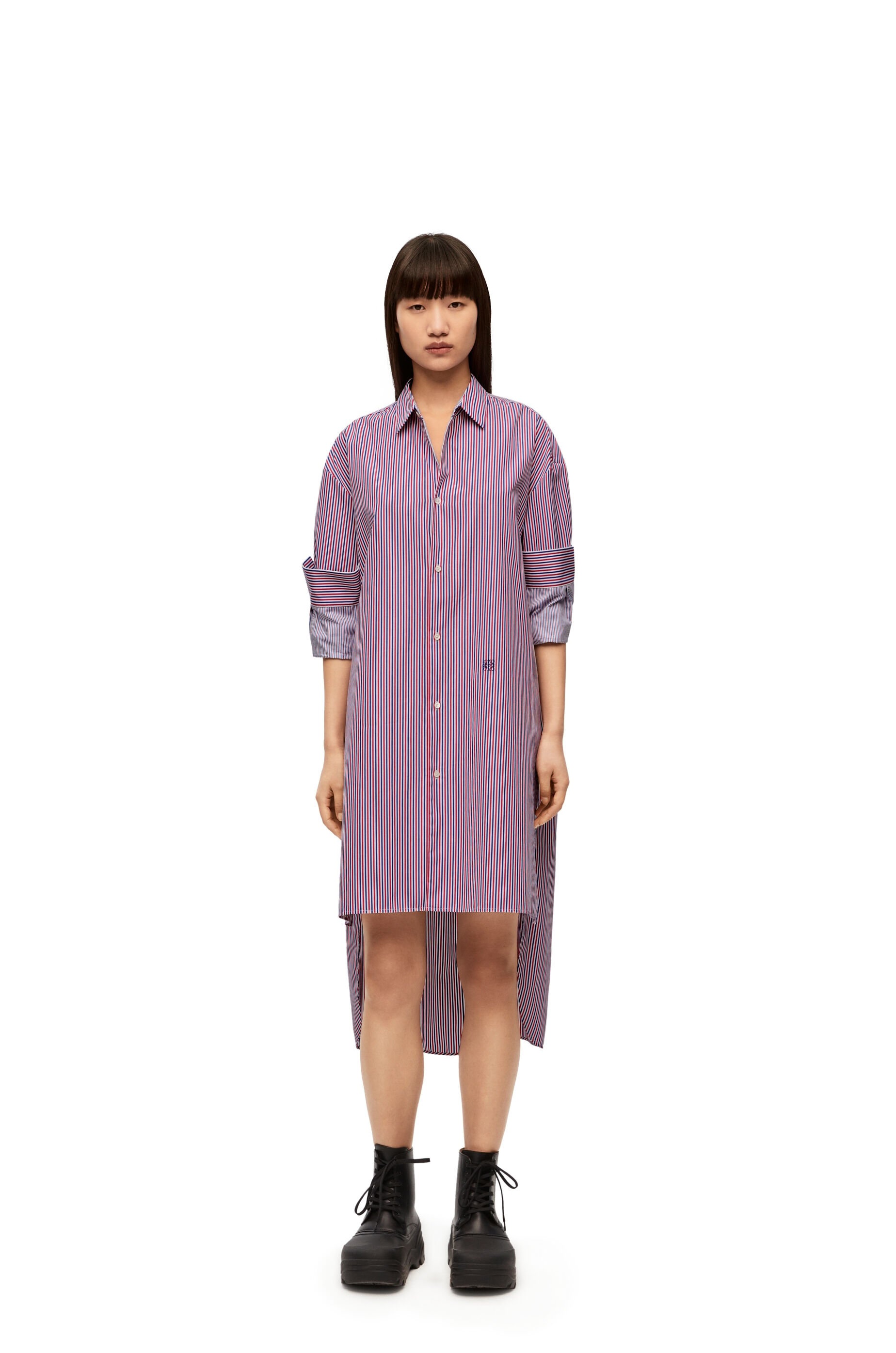 Turn-up shirt dress in striped cotton - 2