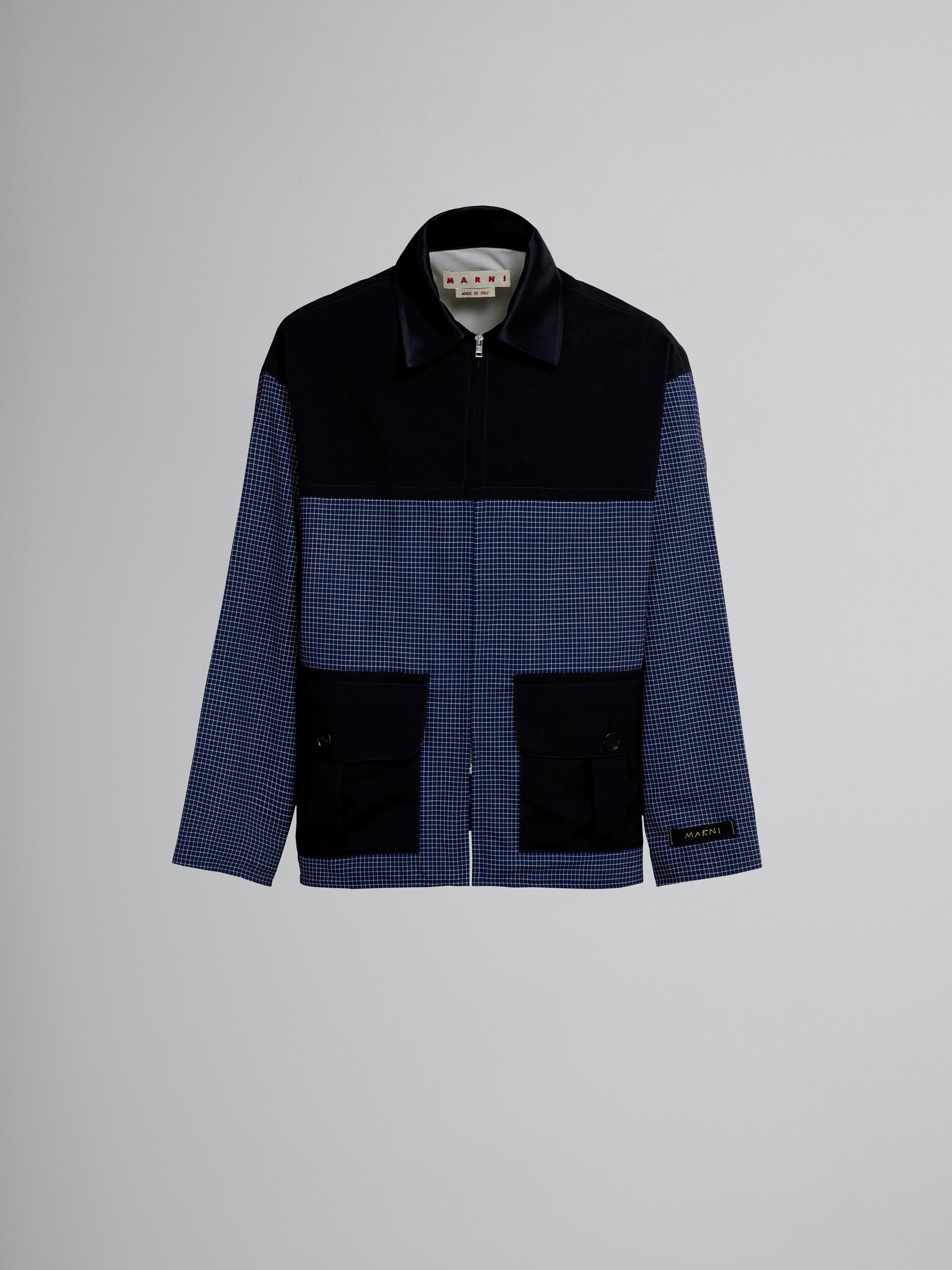 JACKET IN TROPICAL WOOL WITH BLUE CHECKS - 1