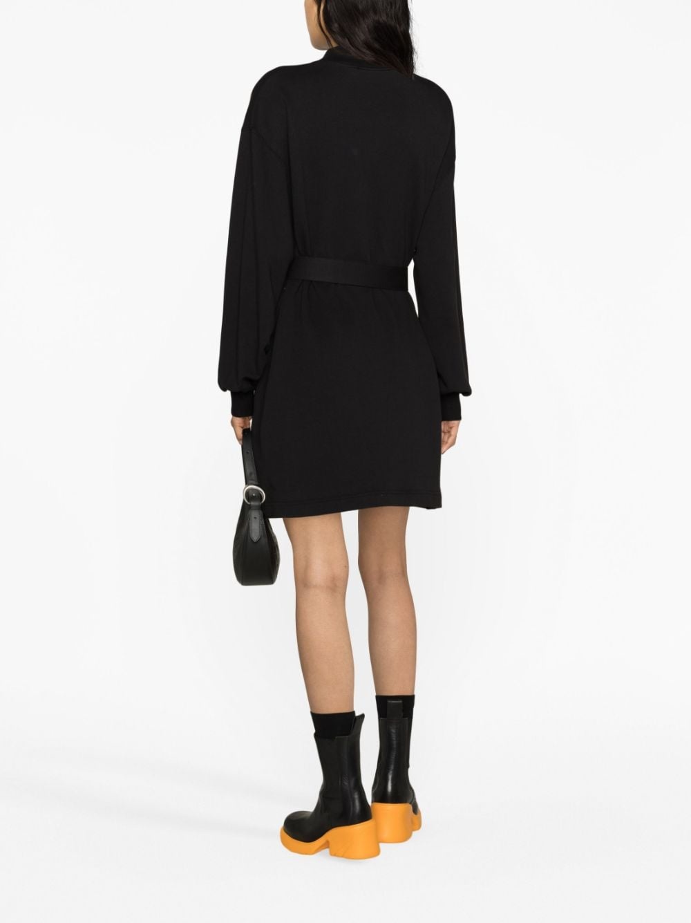 belted long-sleeve minidress - 4