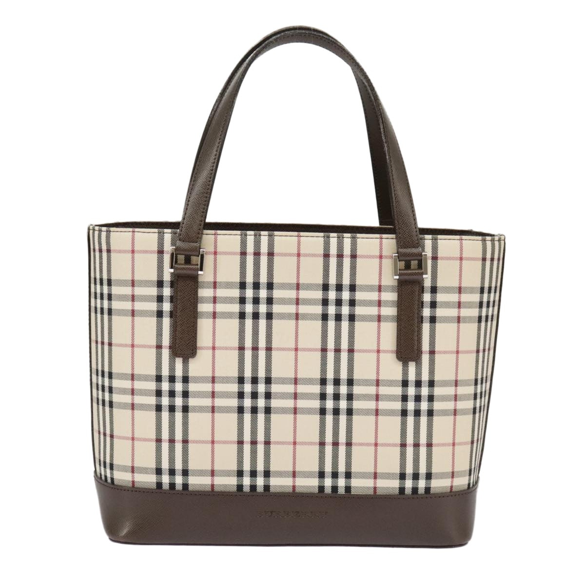 Burberry Nova Check Hand Bag Canvas Leather Beige - 13