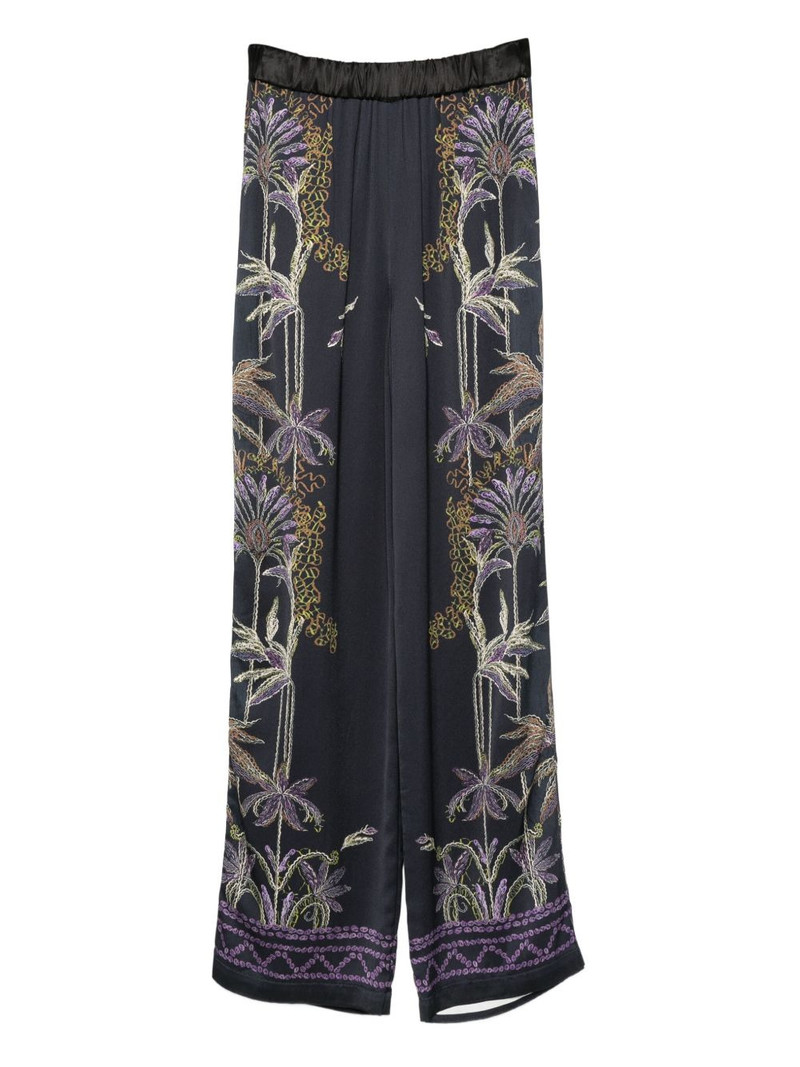floral-embroidered trousers 1