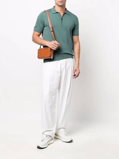 Canali fine-knit zipped polo-shirt outlook