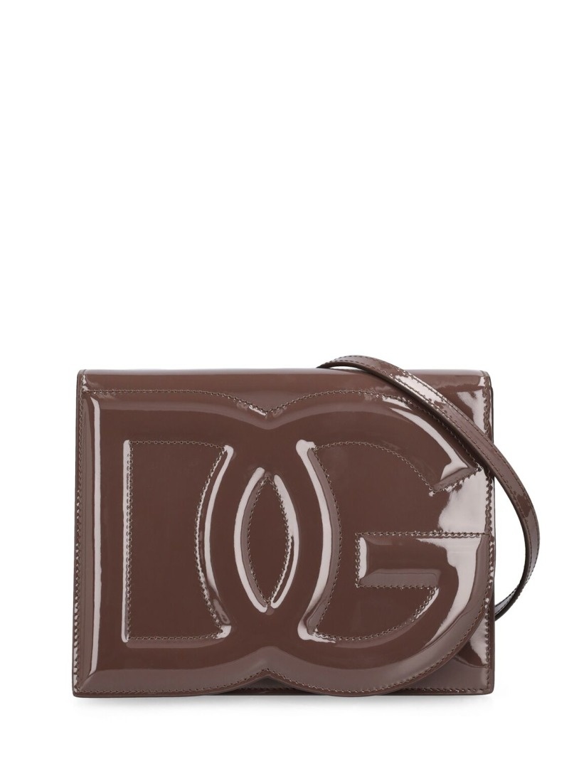 Logo patent leather shoulder bag - 1