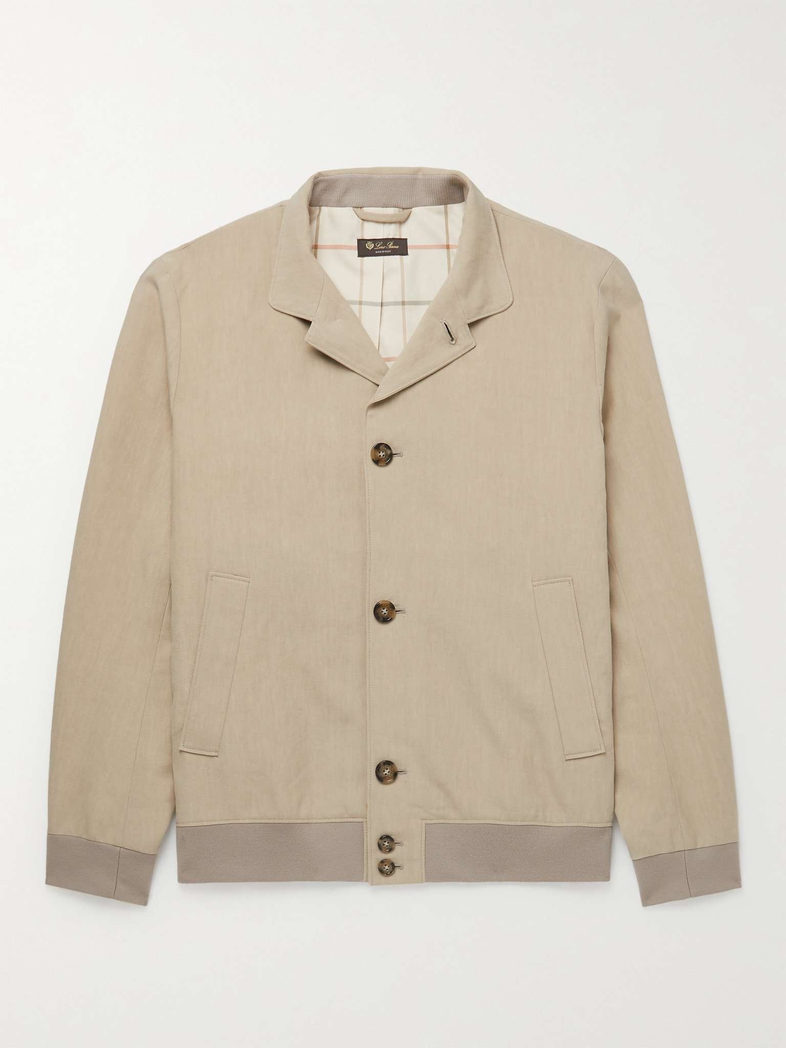 Camp-Collar Linen Bomber Jacket - 1