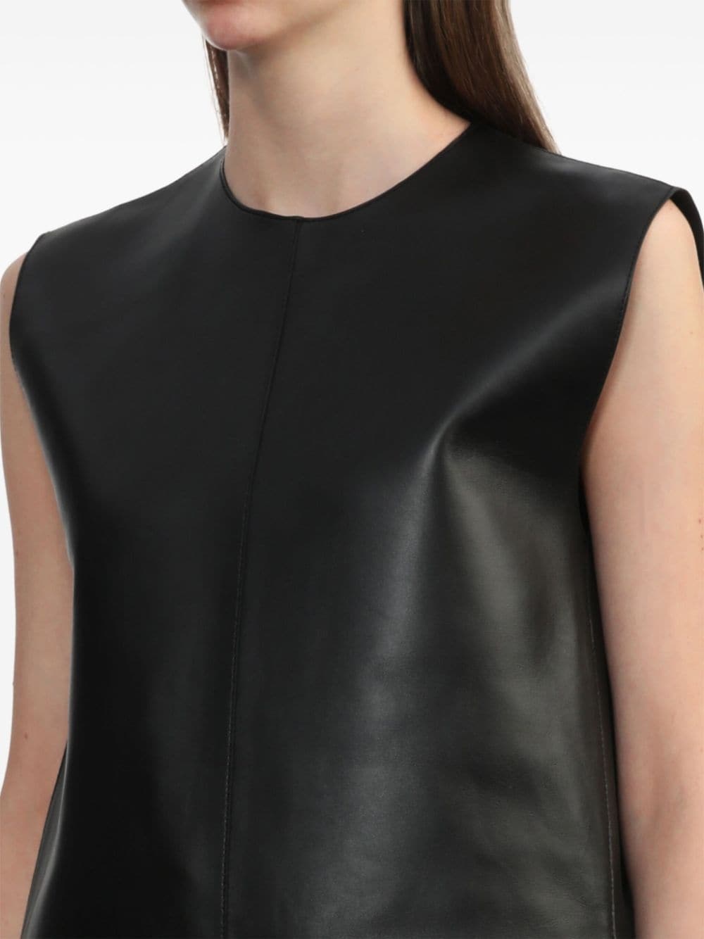 leather sleeveless top - 5