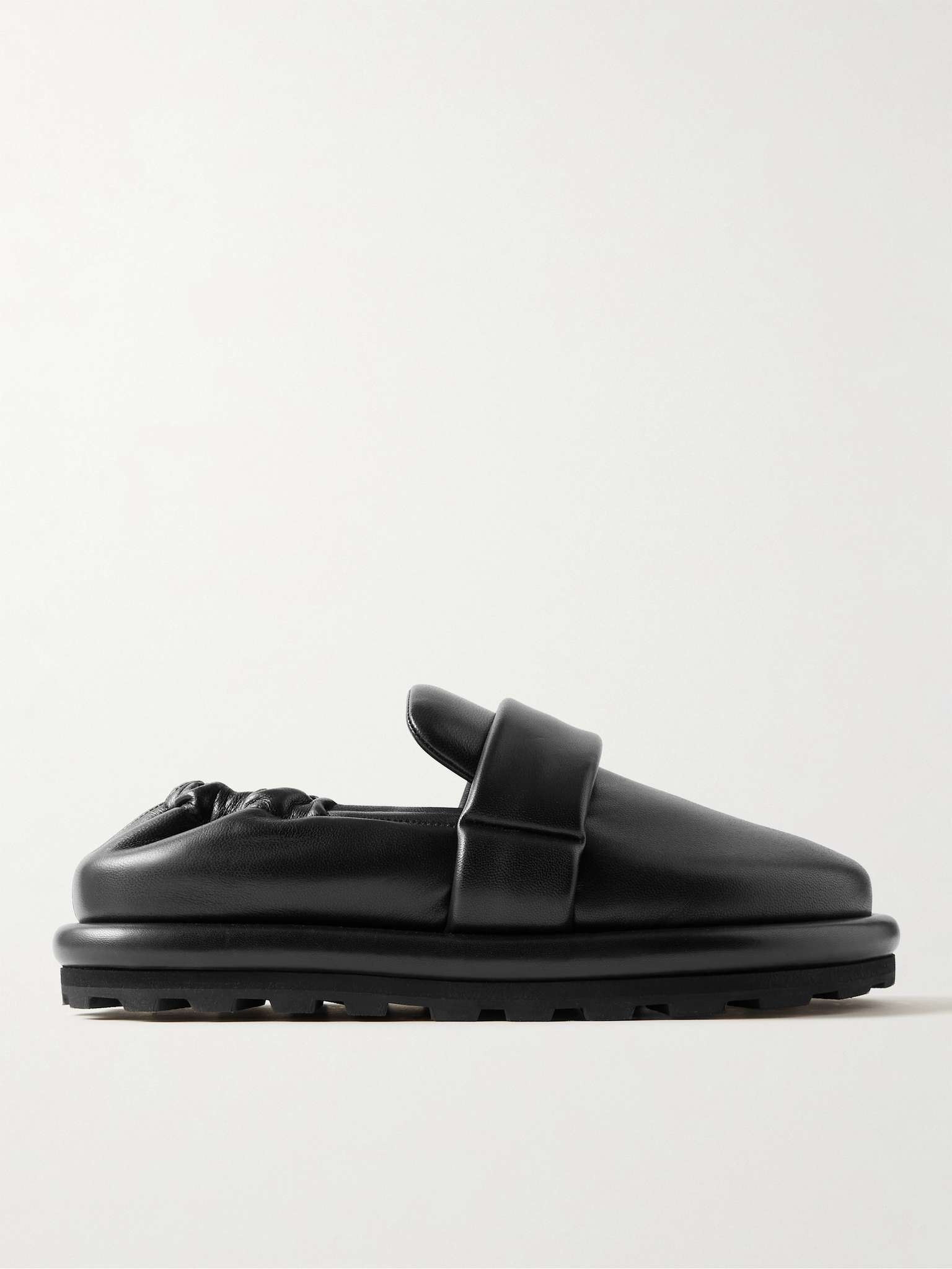 Puffy Padded Leather Mules - 1