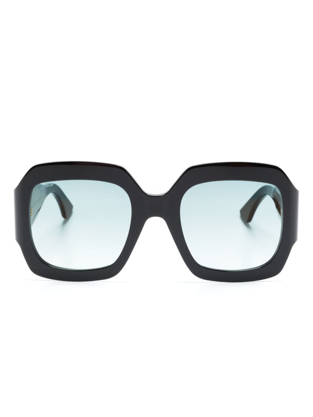 enamelled-logo geometric-frame sunglasses - 1