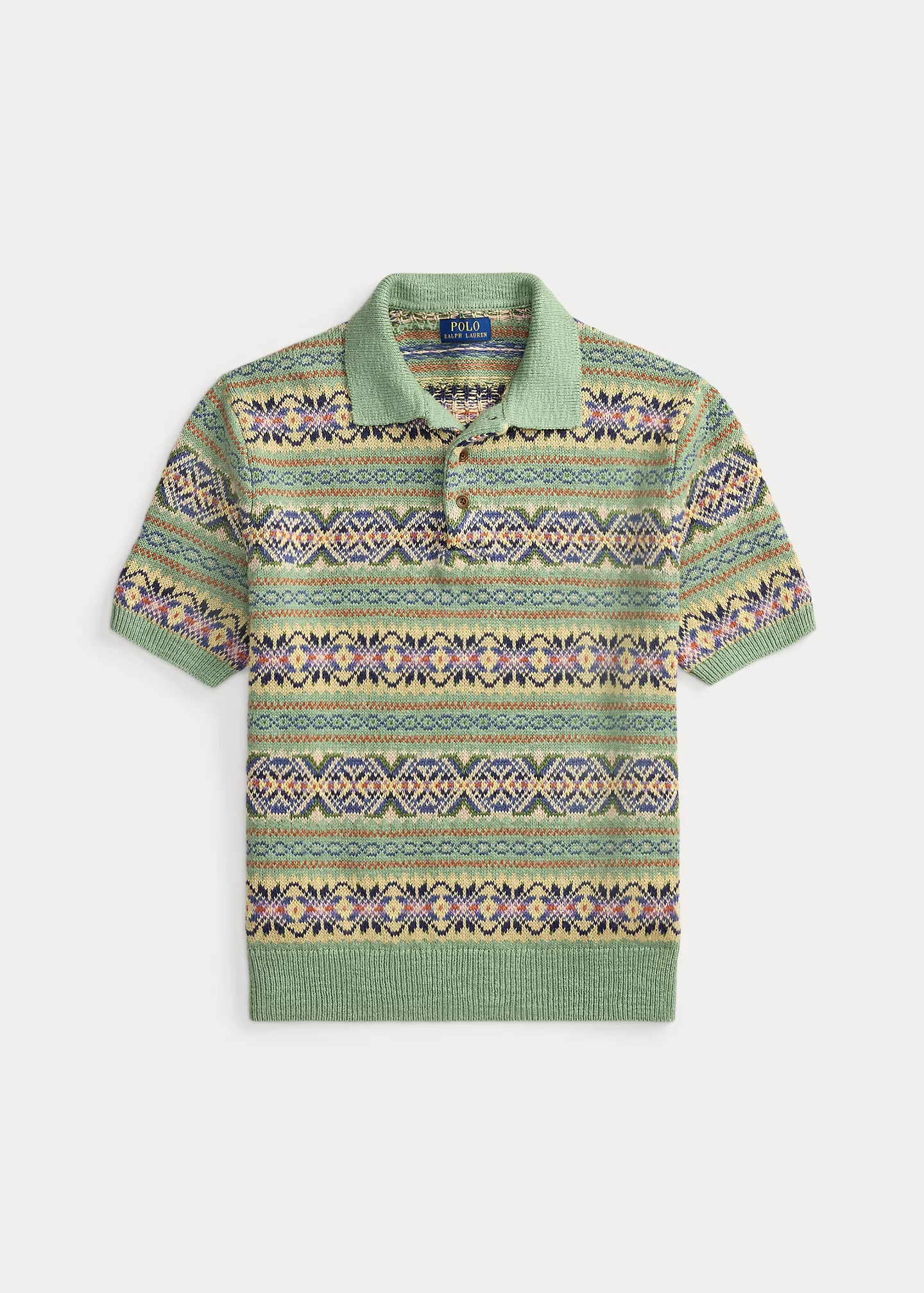 Linen-Cotton Polo-Collar Sweater - 1