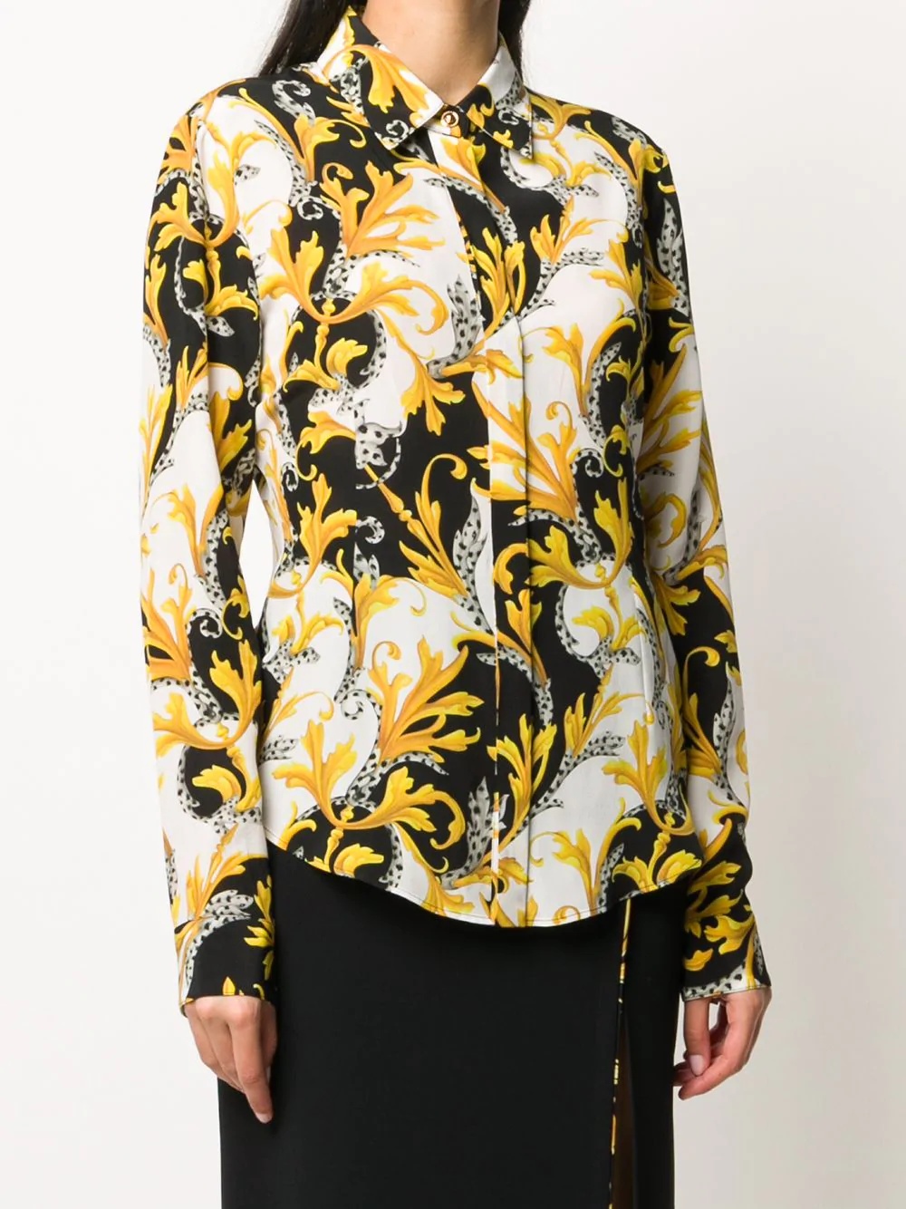 baroque-print silk shirt - 3