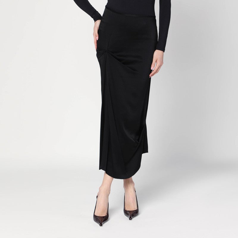 Victoria Beckham Black Midi Skirt With Draping Women - 1