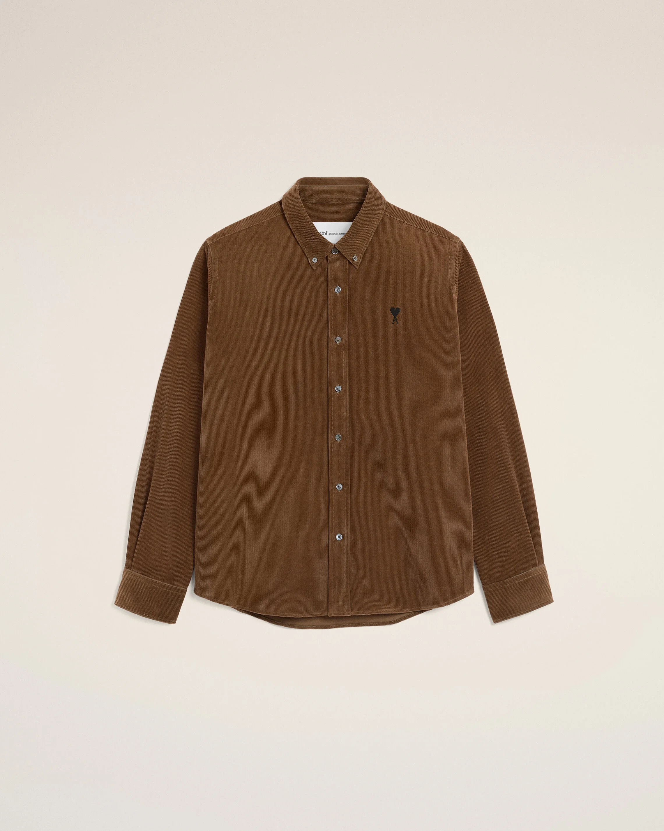 BROWN CORDUROY SHIRT WITH AMI DE COEUR - 1