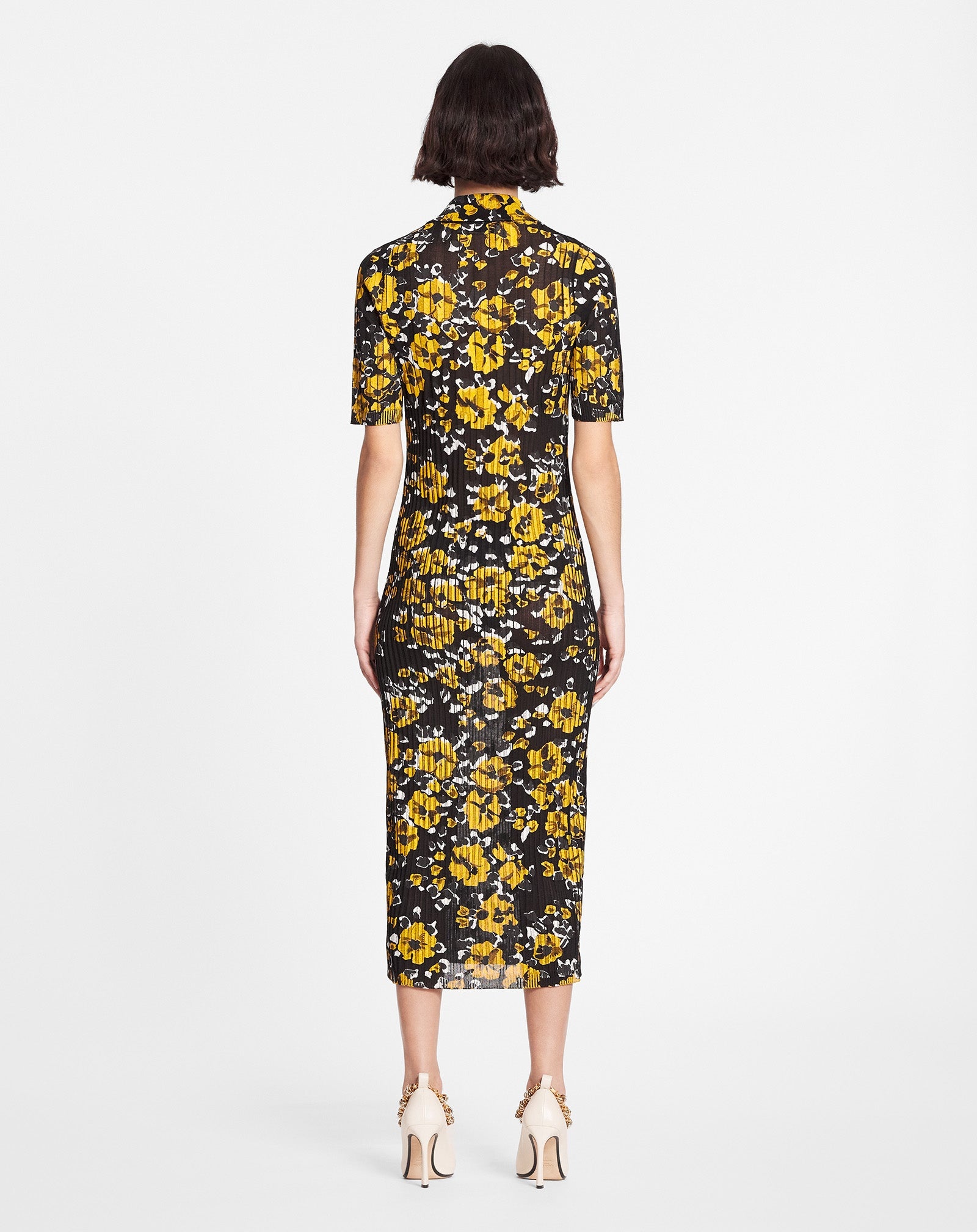 POLO MIDI DRESS IN PRINTED SILK AND COTTON - 4