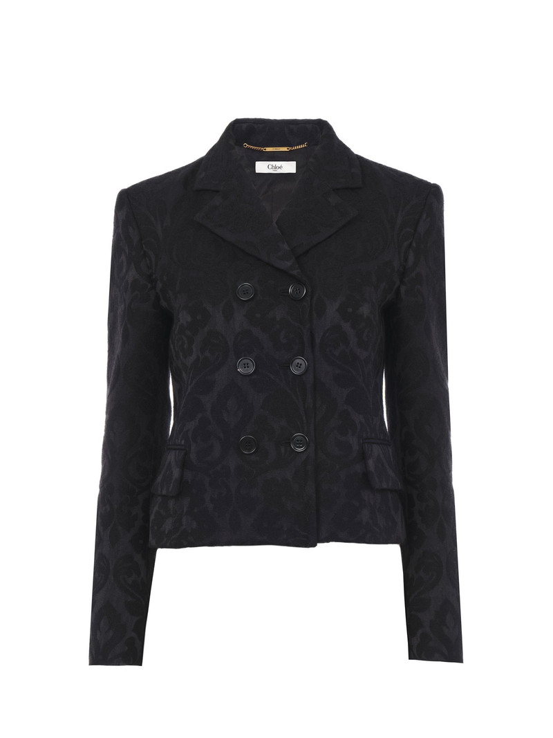 DOUBLE-BREASTED FITTED JACKET IN A WOOL-MIX JACQUARD 1