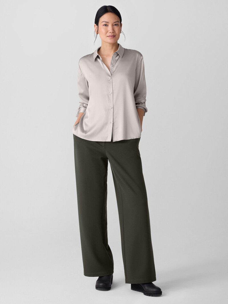 EILEEN FISHER Stretch Silk Charmeuse Classic Collar Shirt outlook