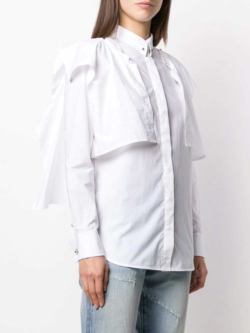 poplin shirt with detachable ruffles - 3