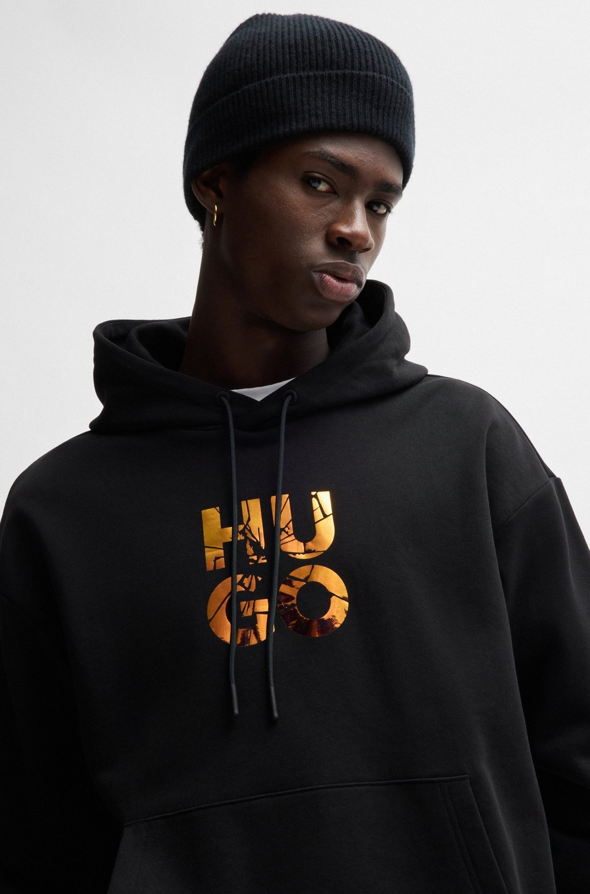 COTTON-TERRY REGULAR-FIT HOODIE WITH STACKED LOGO - 3