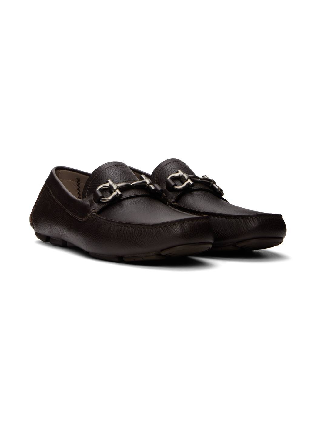 Brown Gancini Ornament Loafers - 4