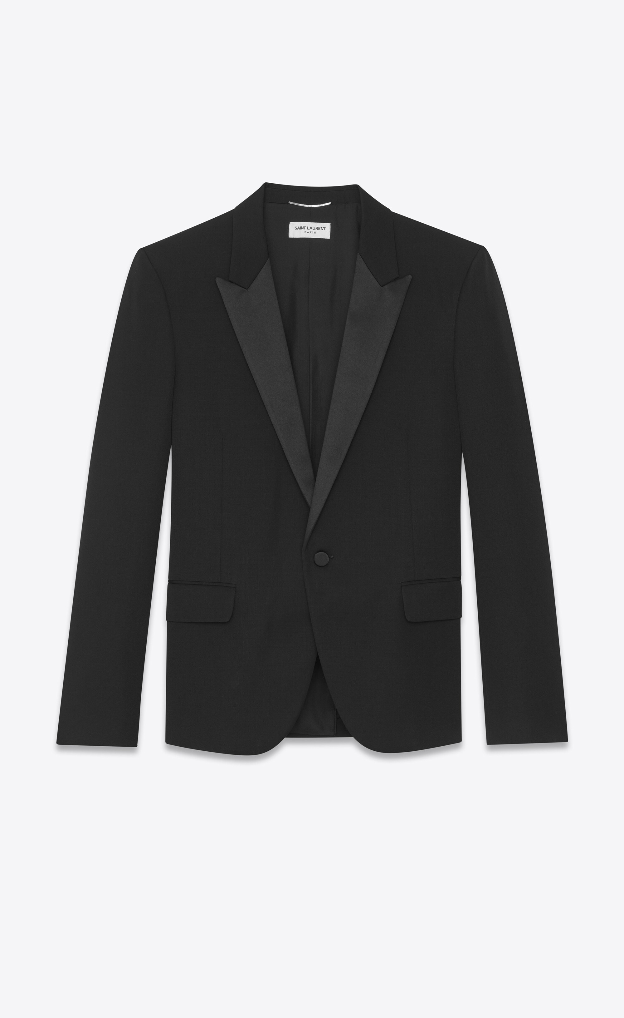 peaked lapel tuxedo jacket in grain de poudre saint laurent - 1