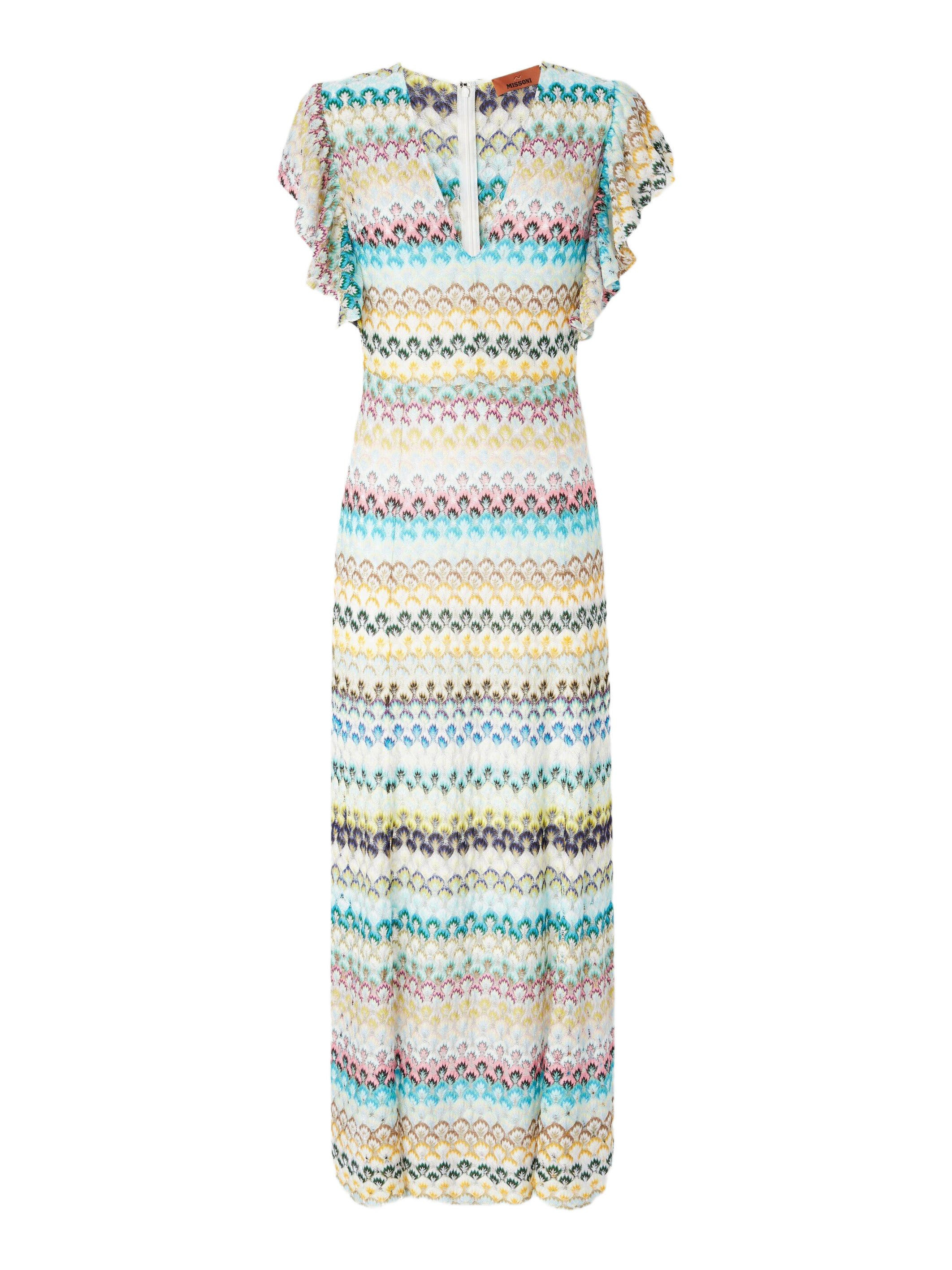 Missoni Dégradé Lace Long Dress With V-neck And Ruffled Sleeves in Multicoloured at Nordstrom - 2