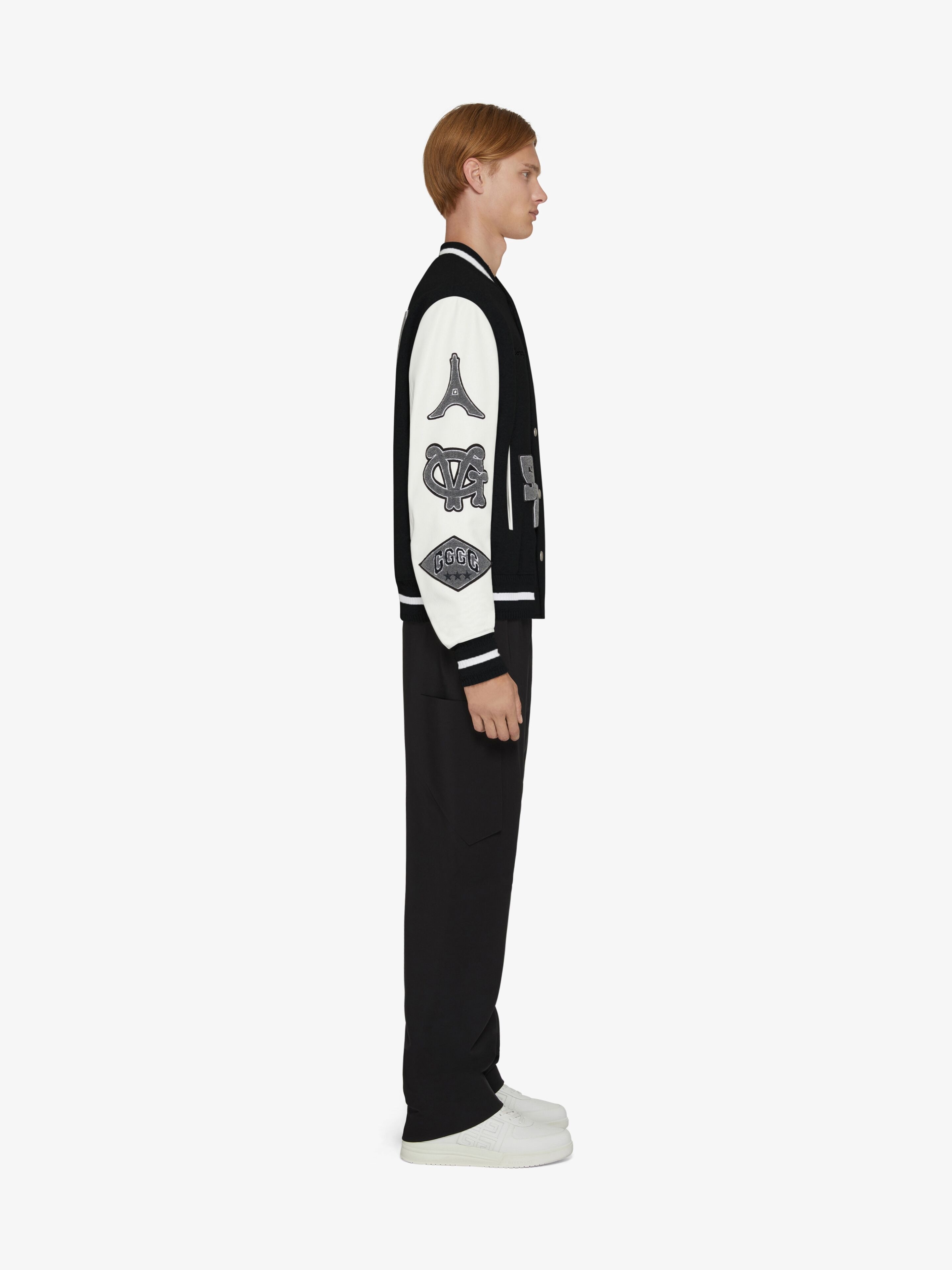 VARSITY JACKET IN EMBROIDERED WOOL AND LEATHER - 3