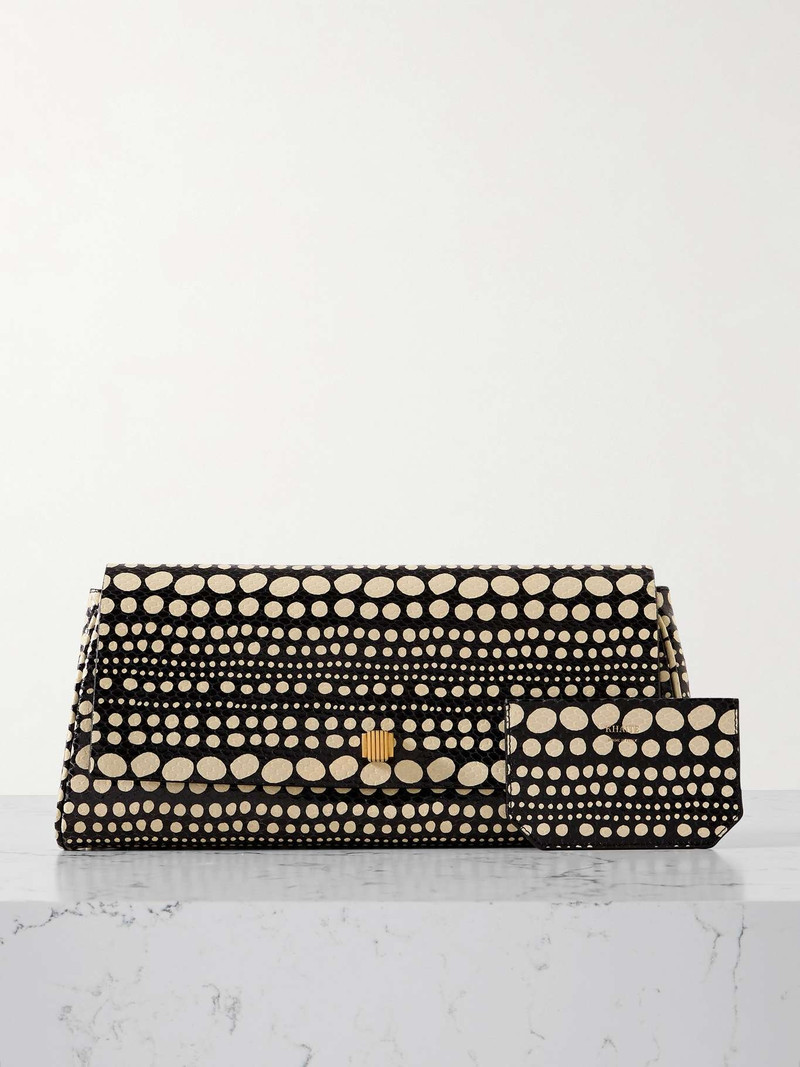 Audrey polka-dot snake-effect leather clutch Black 6