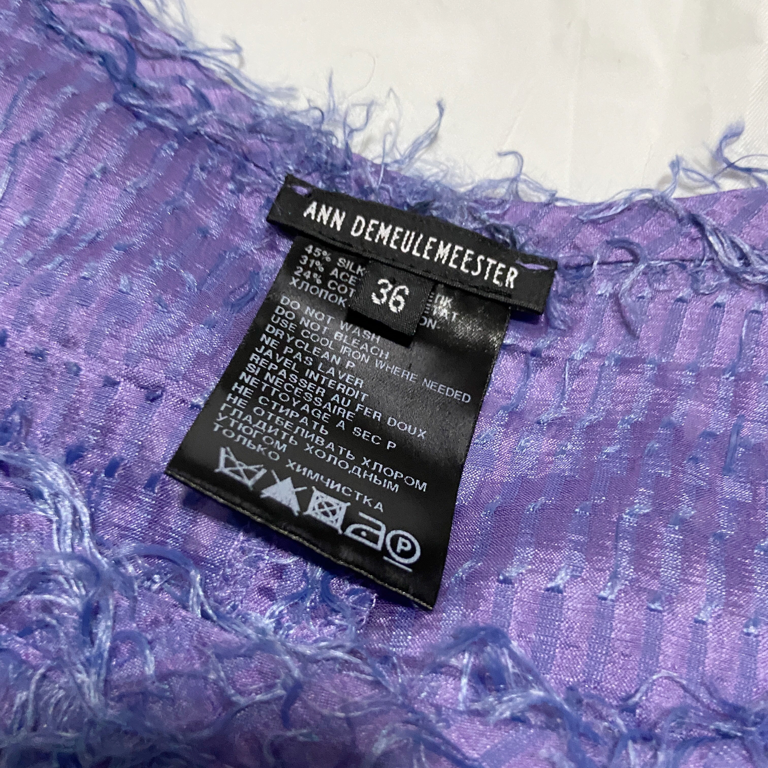 Ann Demeulemeester fall 2008 purple fur like fringe silk dress 36 - 11