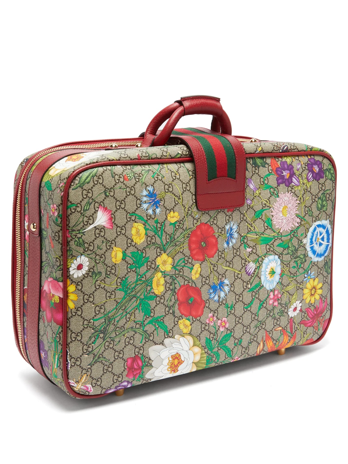 GG Flora coated-canvas and leather suitcase - 3