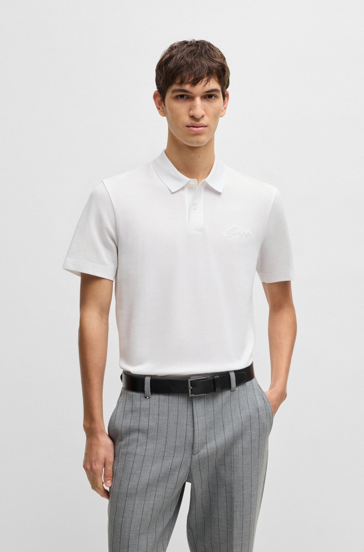 MERCERIZED-COTTON POLO SHIRT WITH SCRIPT LOGO - 2