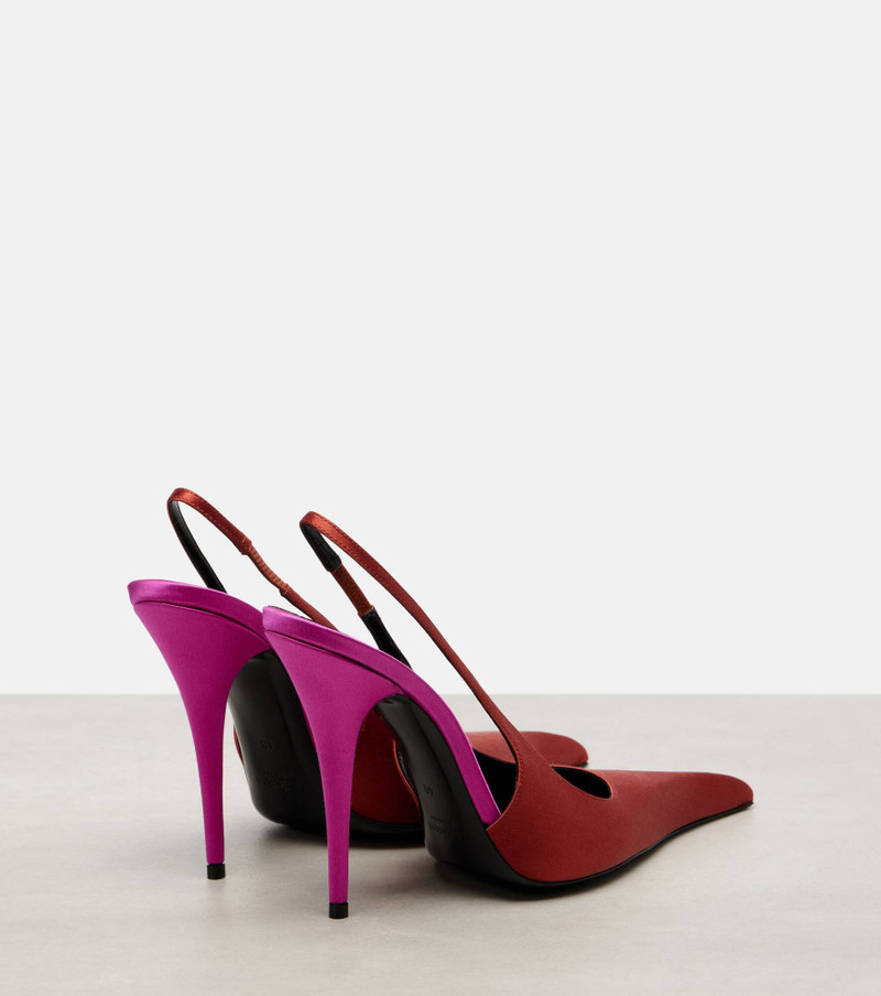 SAINT LAURENT Deroche 110 crêpe satin slingback pumps outlook