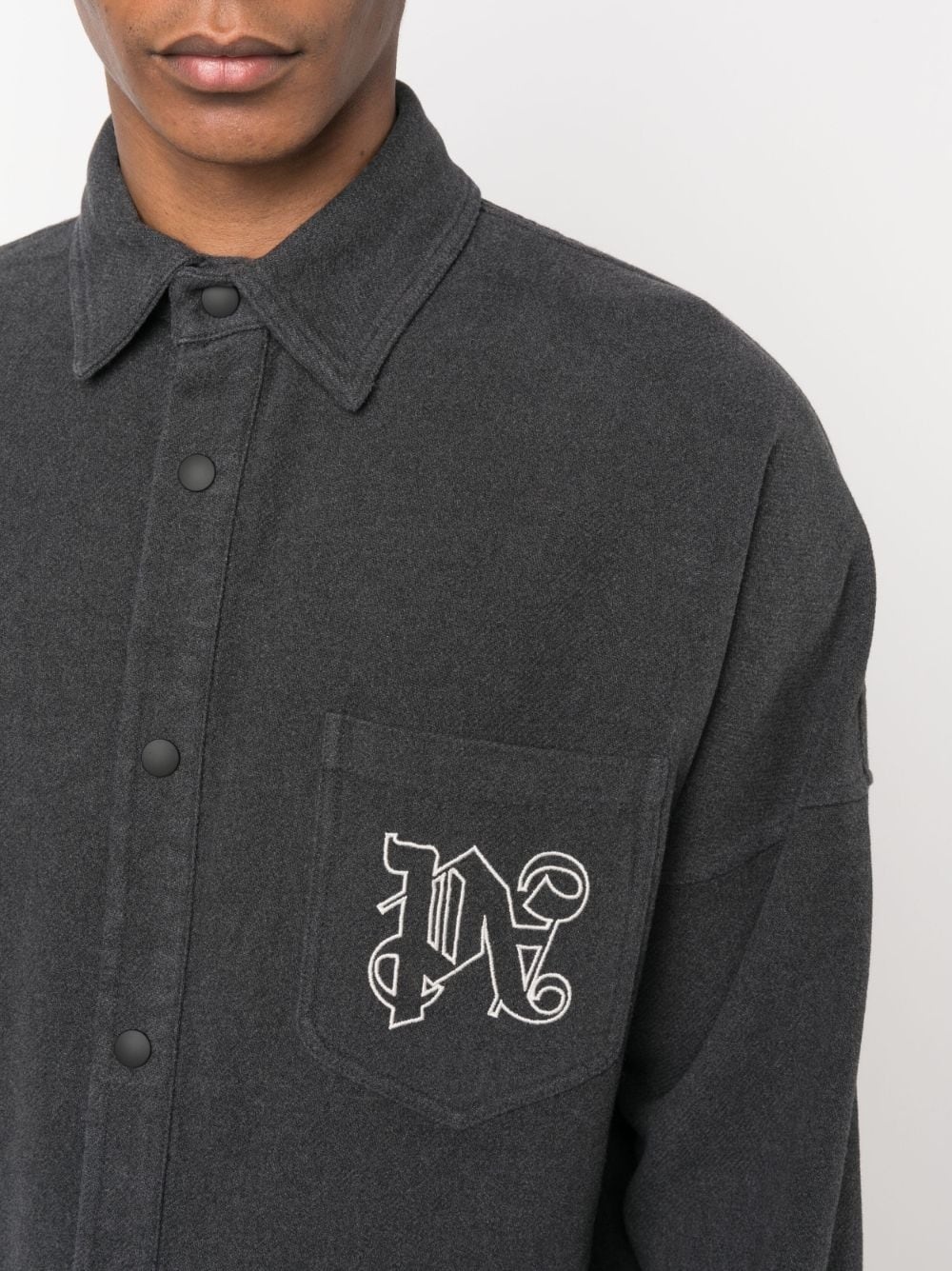 logo-print shirt jacket - 5