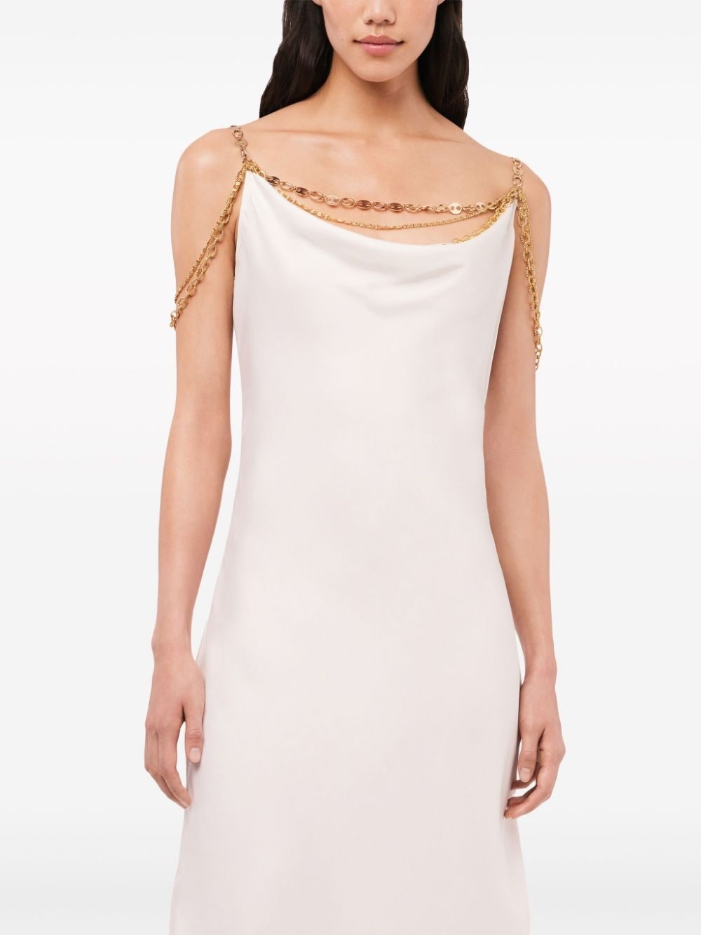 chain-straps silk midi dress - 5