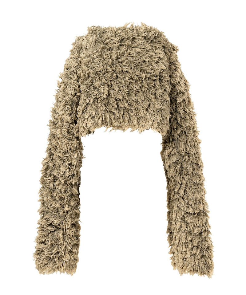 Bleached Shaggy Cropped Knit Sweater 18