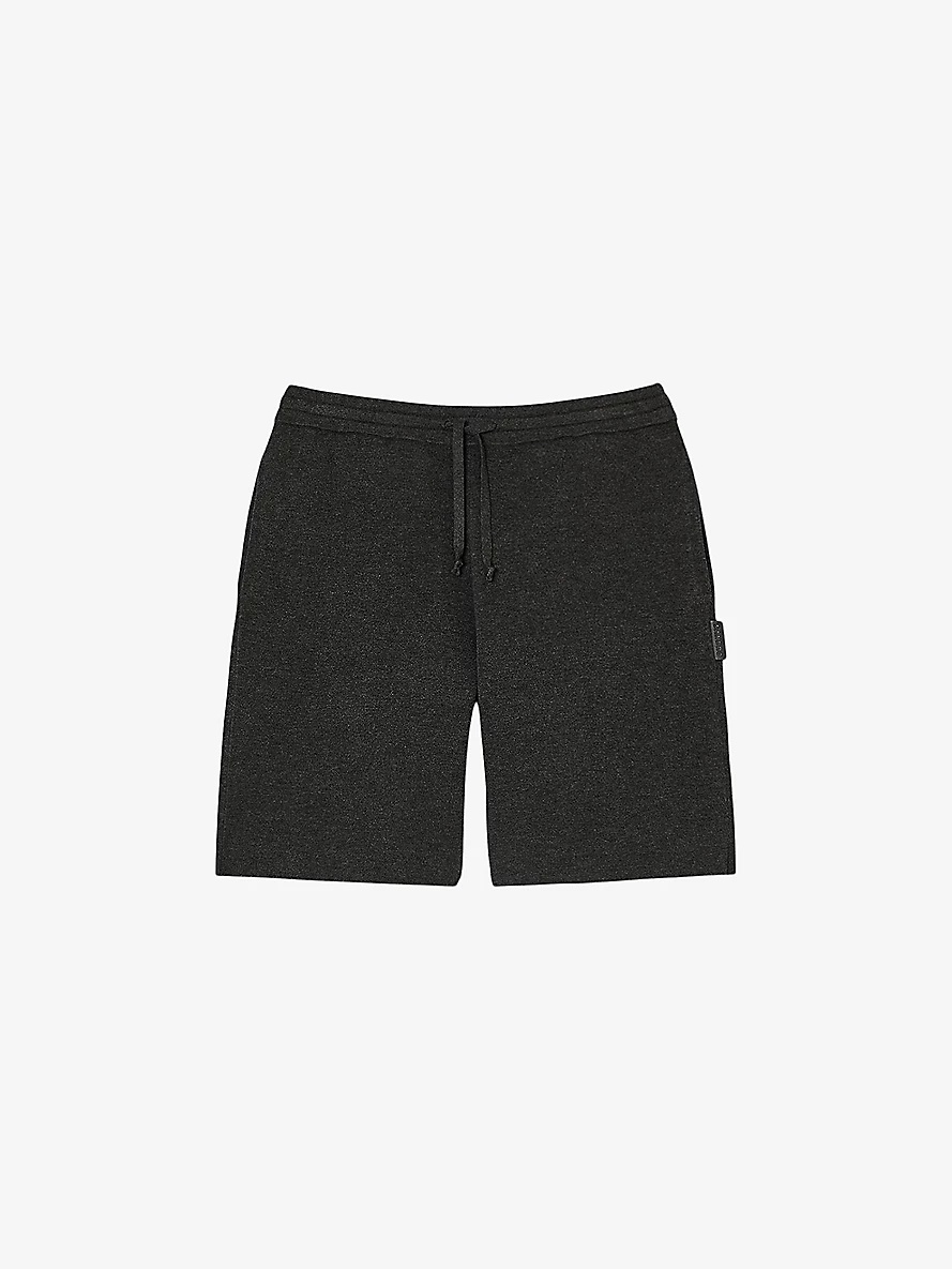Brand-tab elasticated-waist stretch-knit shorts - 1