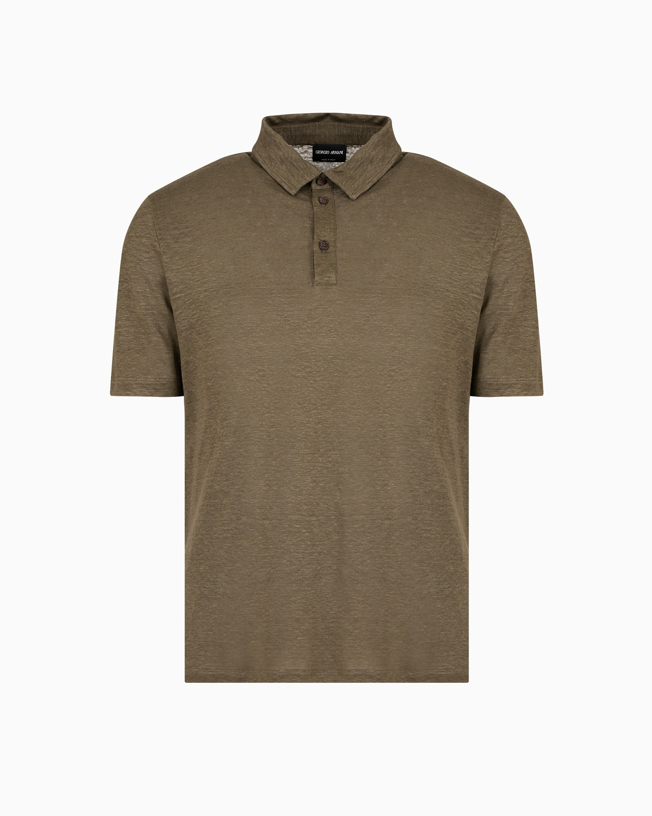 Short-sleeved polo shirt in pure linen jersey - 1