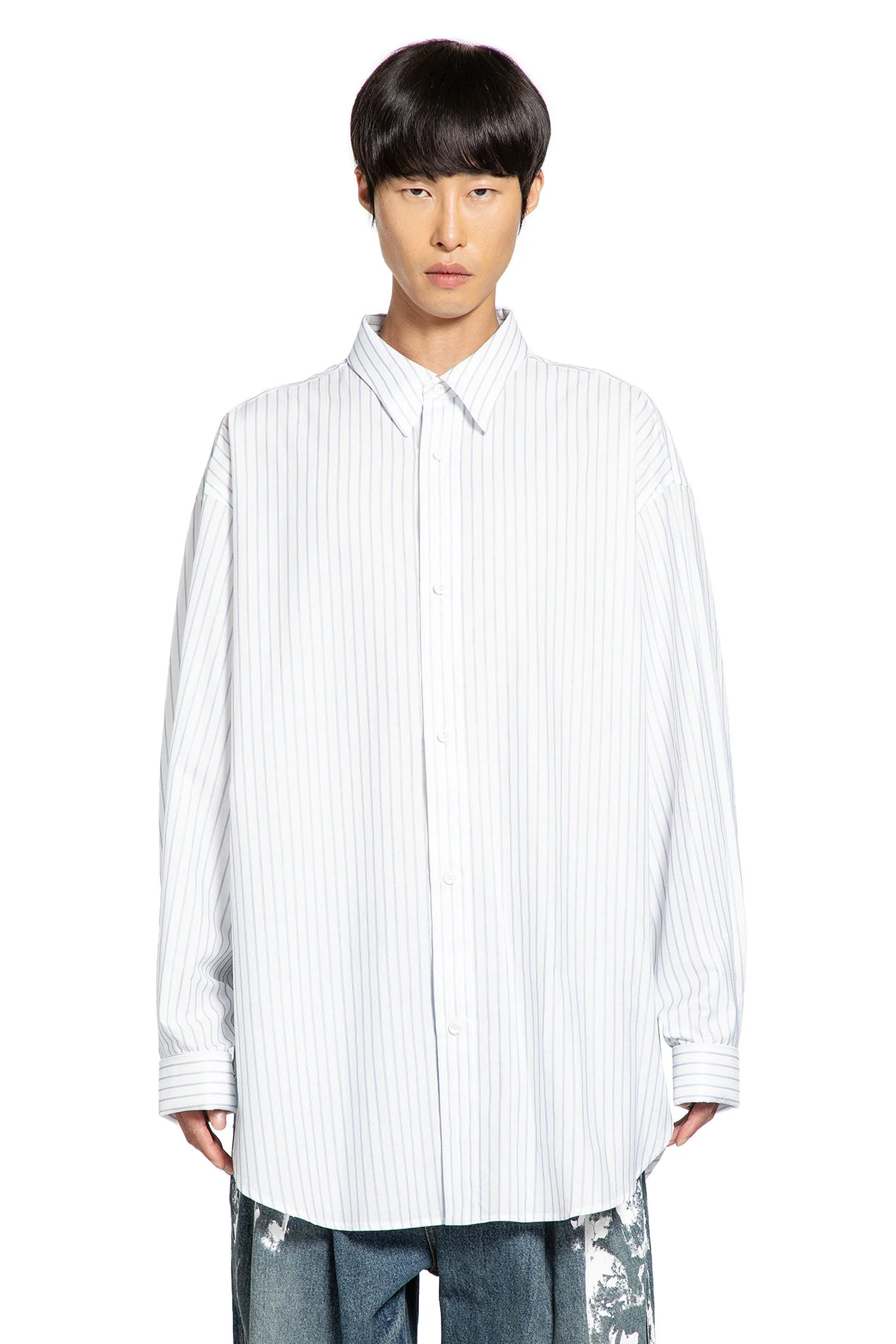 Cotton Poplin Pinstriped Oversized Shirt - 1