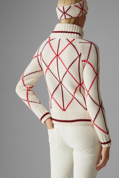 Solange Cashmere pullover in Off-white/Red - 3