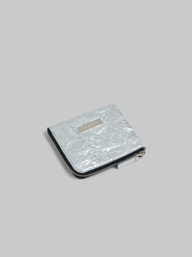 Marni SILVER LEATHER ZIP-AROUND PRISMA WALLET outlook