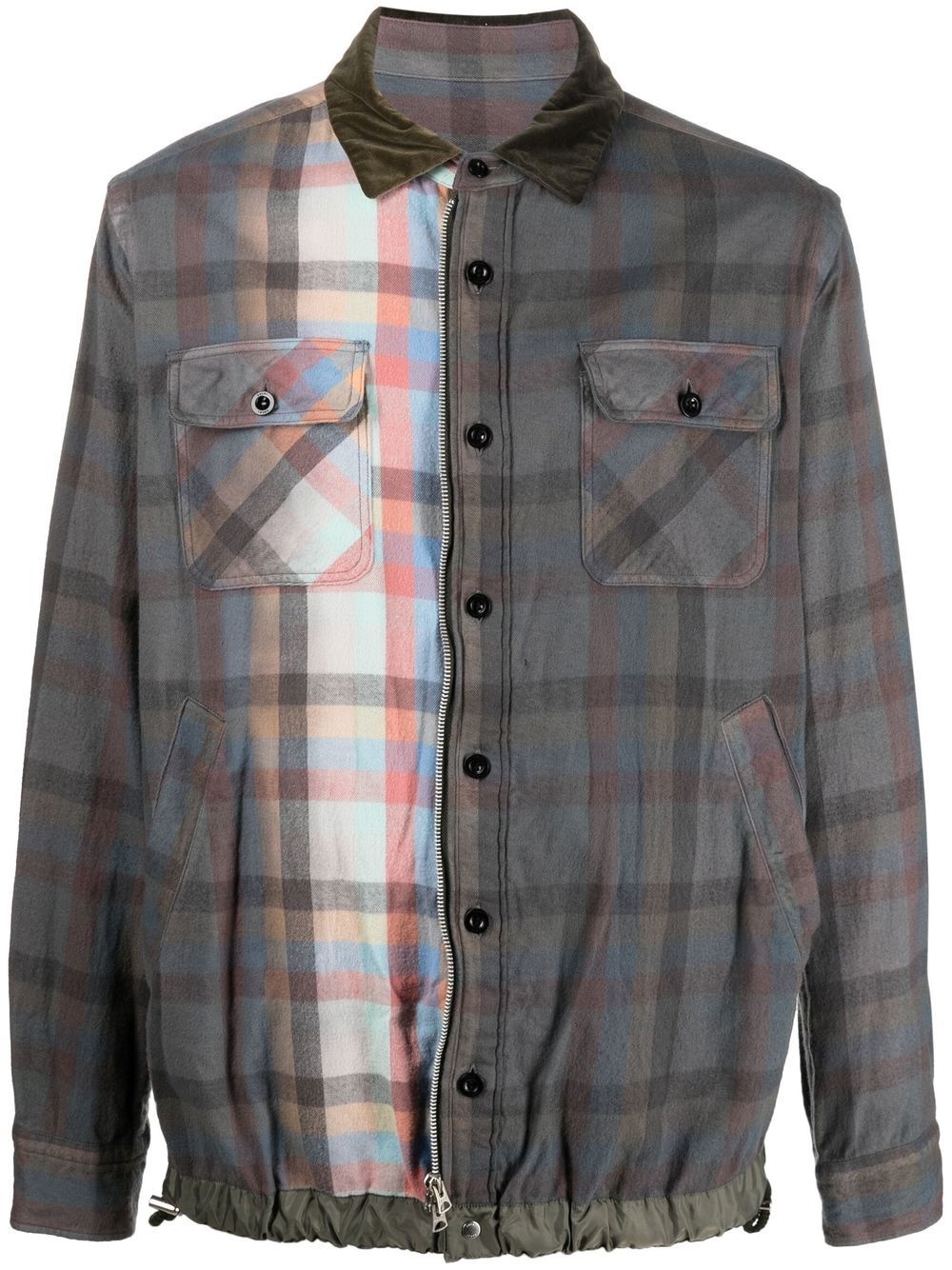 check-print shirt jacket - 1