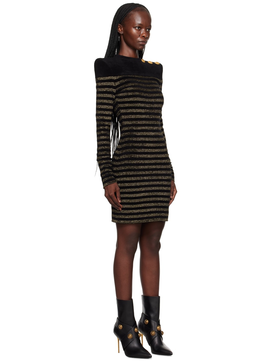 Black Striped Minidress - 2