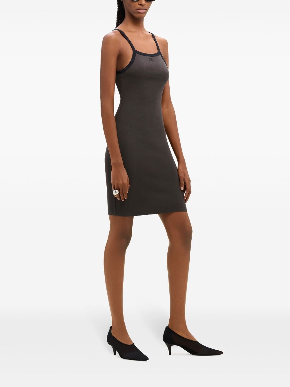 contrast-trim cotton mini dress - 3