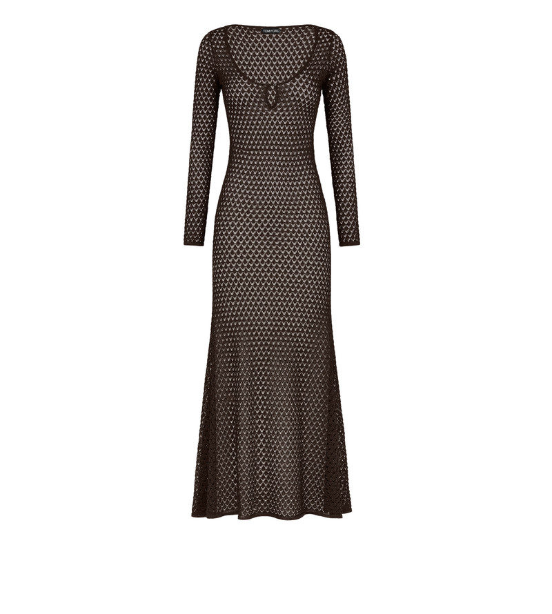 오픈 워크 LUREX SCOOP NECK MAXI DRESS - 1
