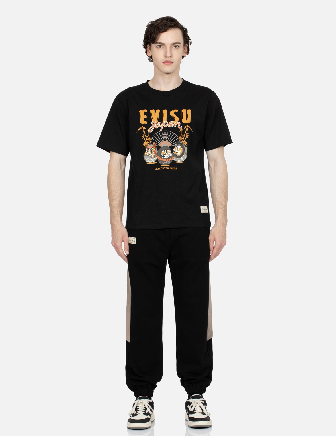 FAIR ISLE PATTERN KAMON EMBROIDERY COLOR-BLOCKING STRAIGHT FIT SWEATPANTS - 6