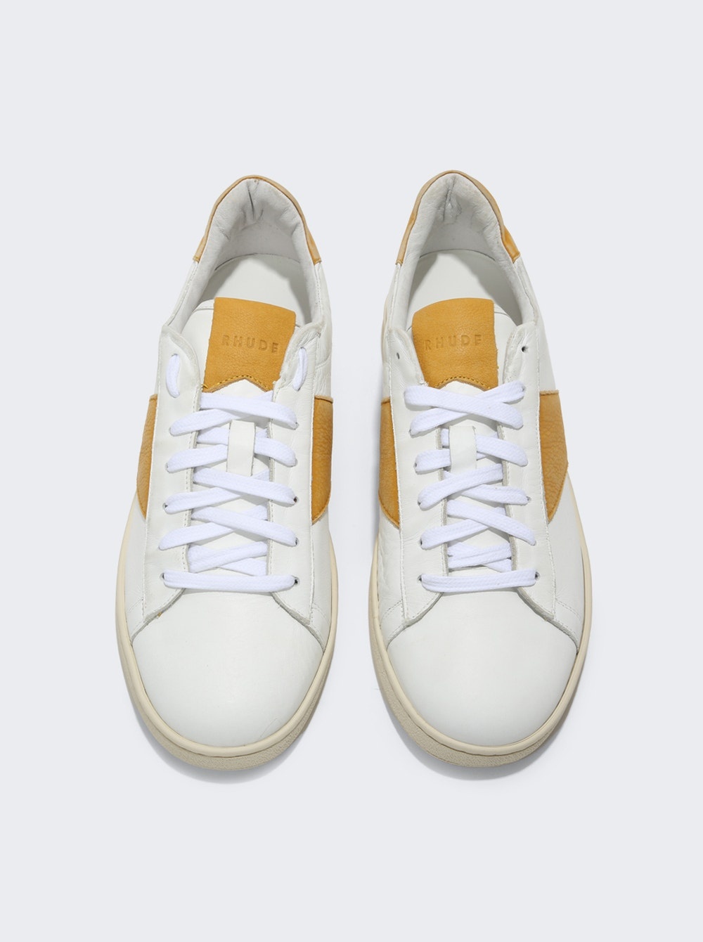 Court Low Top Sneakers White and Mustard - 4
