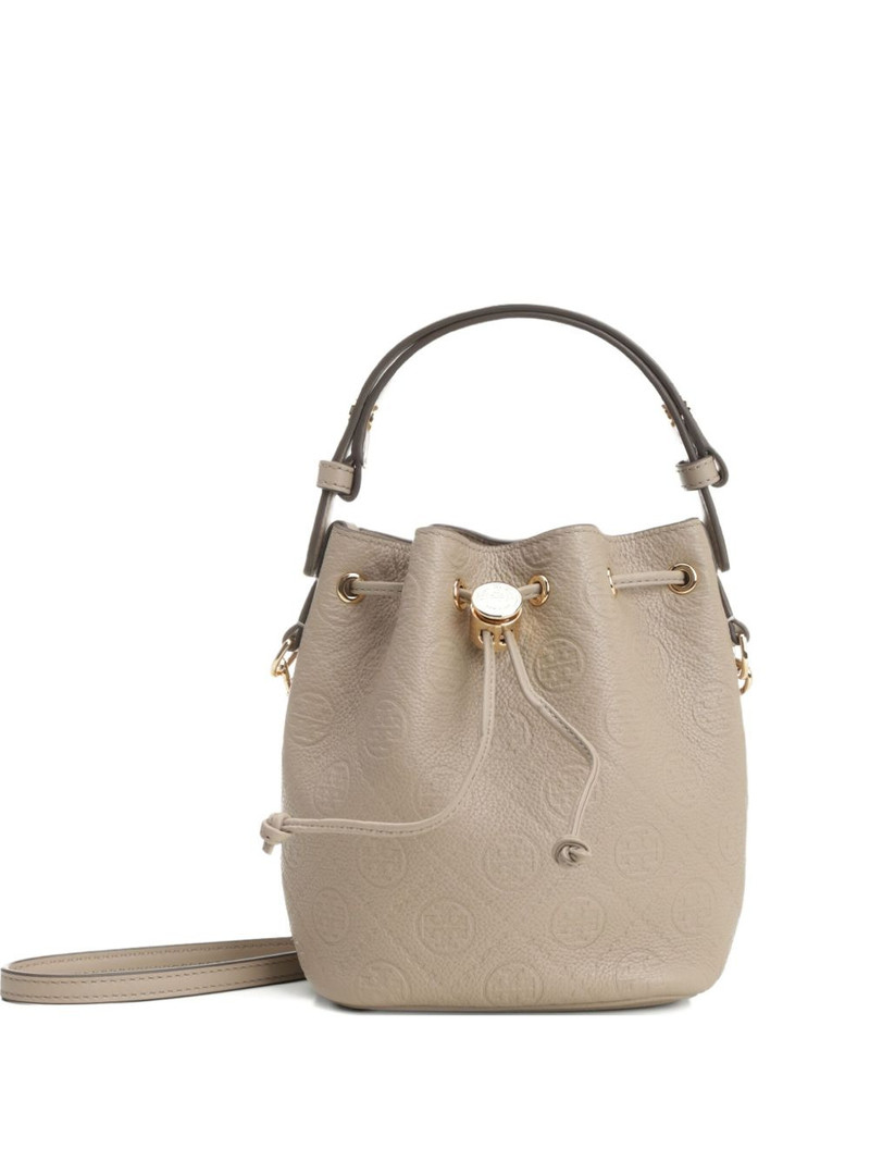 embossed-crest leather mini bucket bag 1