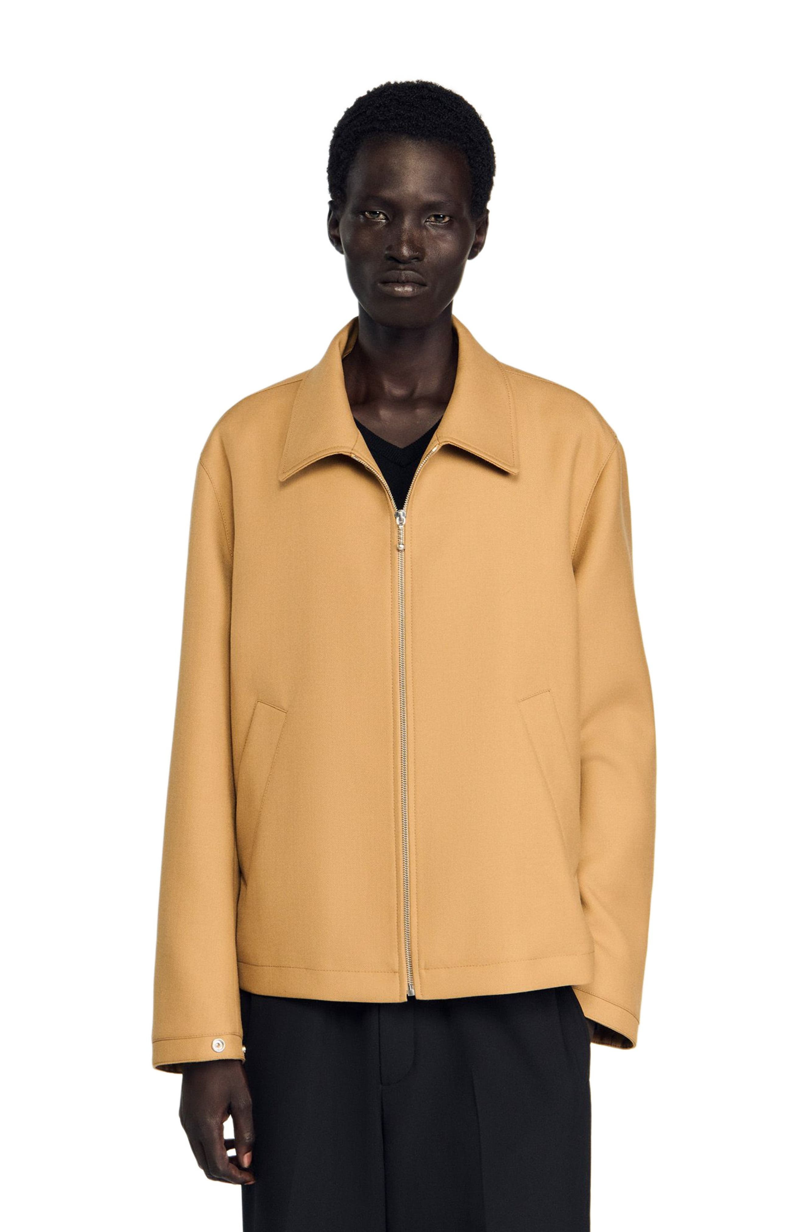 SANDRO Zip-up jacket in Camel at Nordstrom - 4