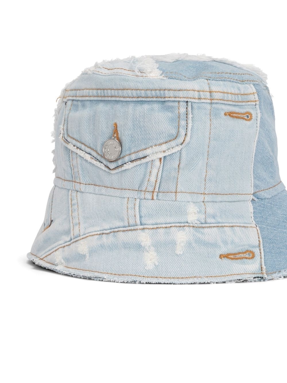 patchwork denim bucket hat - 3