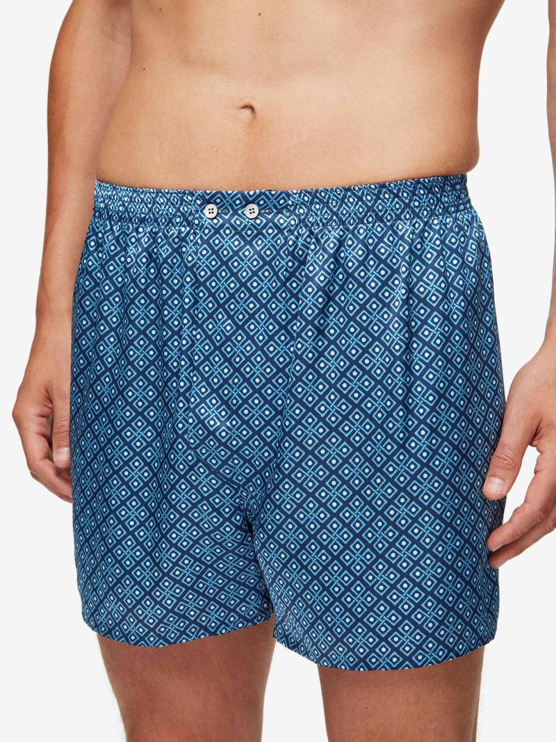Men's Classic Fit Boxers Brindisi 89 Silk Satin Navy - 2