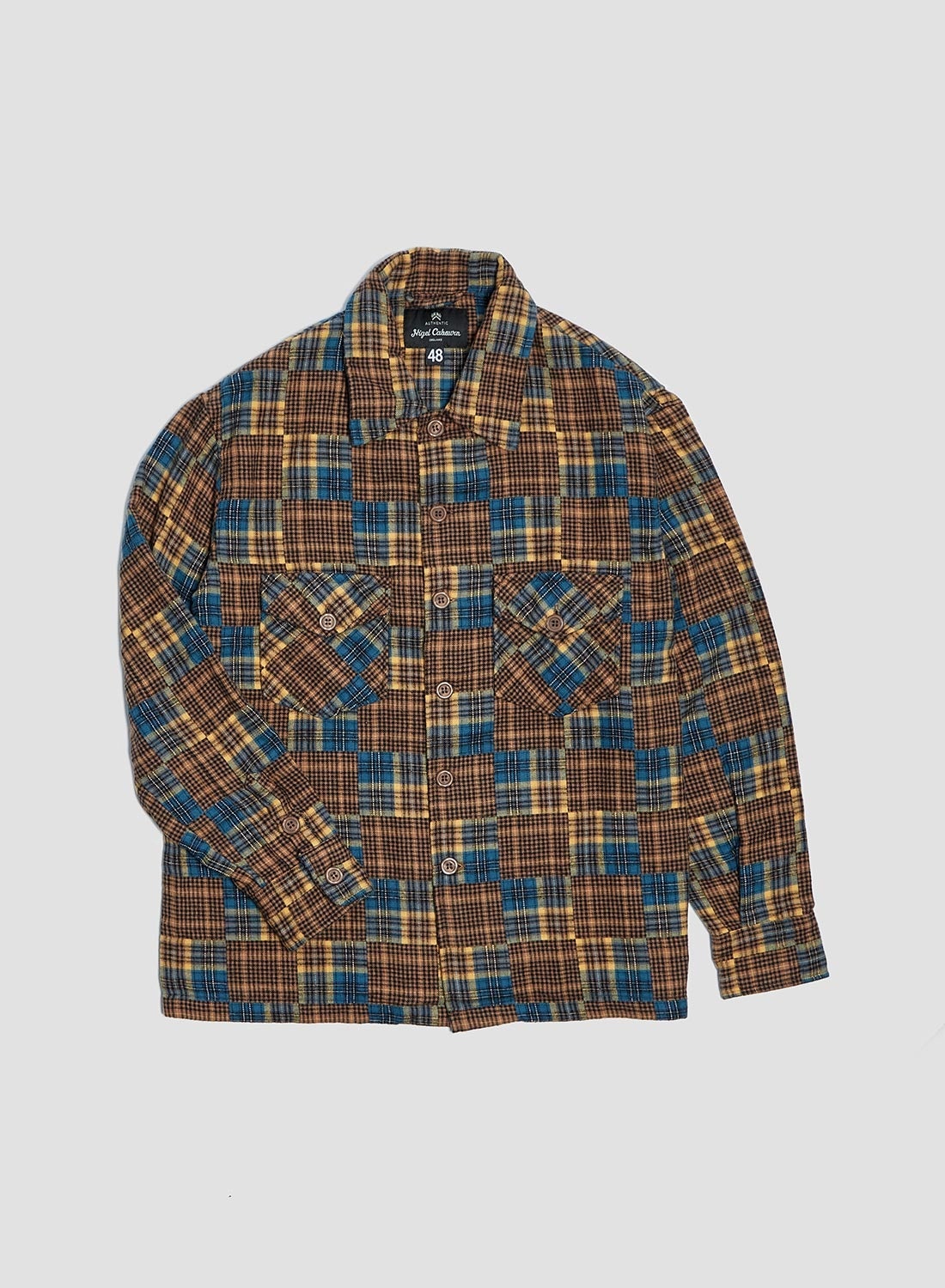 Overshirt with Cape in Gold Check - 1