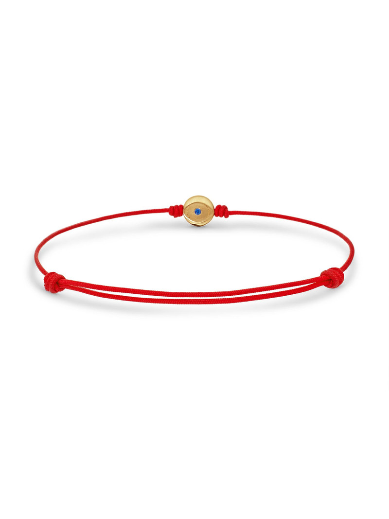 Men's Evil Eye Cord Bracelet with 18K Yellow Gold - Red Sapphire 3