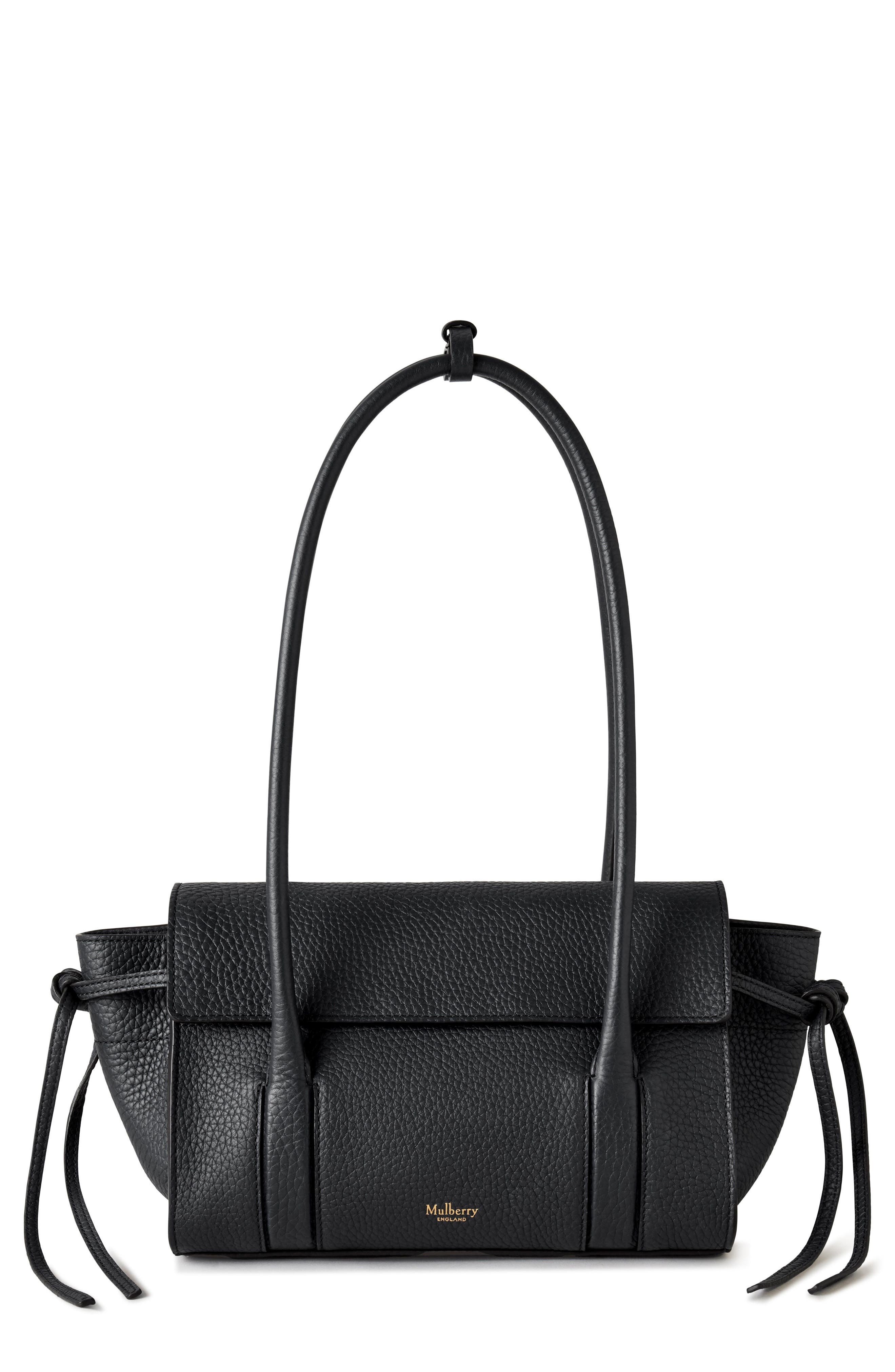 Mulberry Mini Soft Bayswater Grained Leather Satchel in Black at Nordstrom - 1